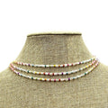 Frenzy 3 Line Clear Bead Choker Necklace Multi Color Beaded Fashion Je