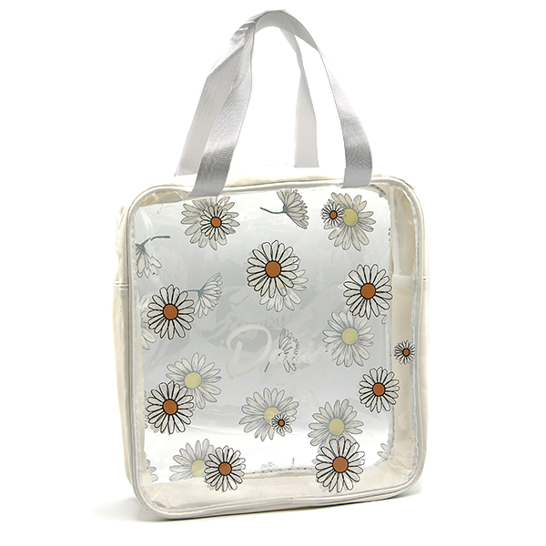 Clear Square Travel Tote Daisy Print 6 Colors Transparent Beach Bag Tr