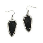 Western Arrow Stone Earrings Silver Tone Red Gem Dangle Fashion Jewelry