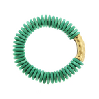Water & Tree Wooden Cylinder Bead Bracelet Natural Wood Stretch Jewelr