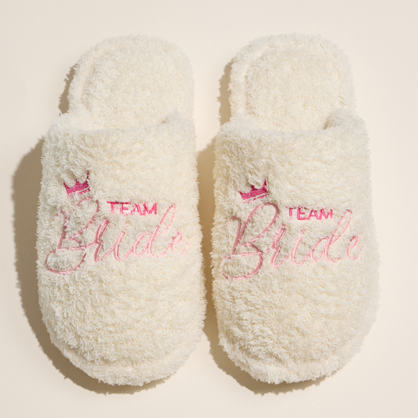 Team Bride Fuzzy Slippers Medium & Small Cozy Bridal Bachelorette Part