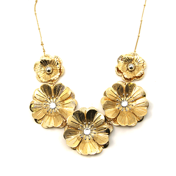 Lulu Lala Dainty Floral Necklace White Gold Dipped Mint Yellow Pastel