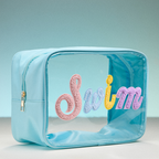 Transparent PVC Beach Makeup Bag Lettering Cosmetic Pouch Travel Organ