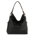 2-Way Hobo Shoulder Bag Dark Gray Black Faux Leather Stylish Everyday