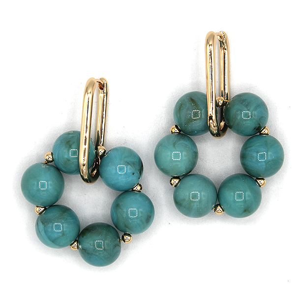 Boho Floral Marble Hoop Earrings Post Stud Geometric Flow