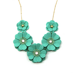 Lulu Lala Dainty Floral Necklace White Gold Dipped Mint Yellow Pastel