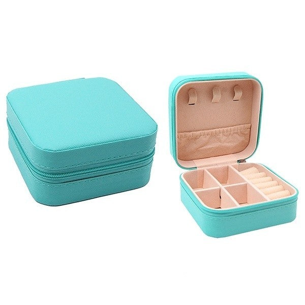 Mint Jewelry Organizer Box Travel Case Zipper Closure Rings Earrings S