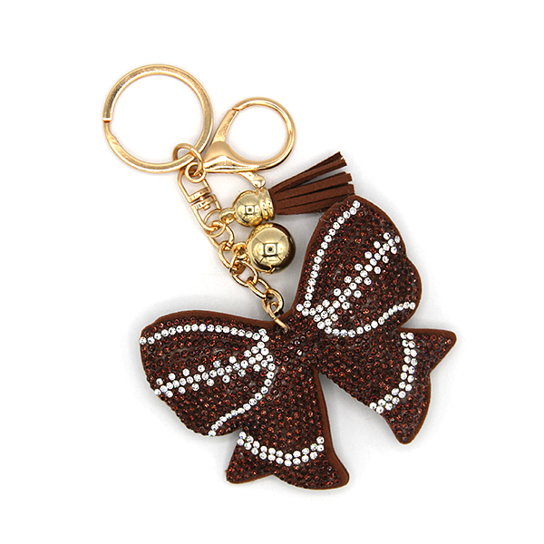 Softball Bow Rhinestone Bag Charm Keychain Gameday Bling Sports Fan Gi