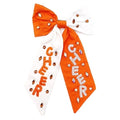 Viola Gem Stone Seed Bead Hair Clip Orange White Cheer Ribbon Bow Auth