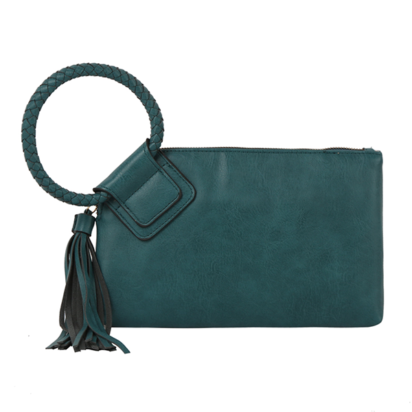 Western Braided Ring Handle Wristlet Bag Vegan Leather Clutch Purse Bo