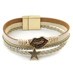 Viola 3 Stack Bracelet Set Glitter Lips Rhinestone Natural Beaded West