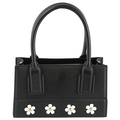 Viola Flower Accent Mini Box Bag Structured Floral Top Handle Handbag