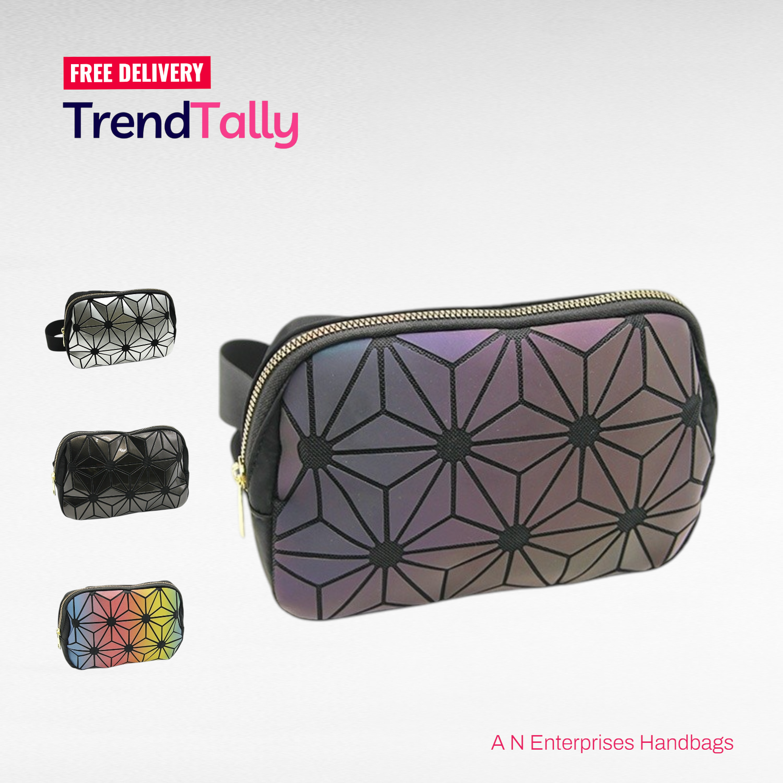 A.N Enterprises Geometric Belt Bag Multi-Color Fanny Pack Crossbody Wa