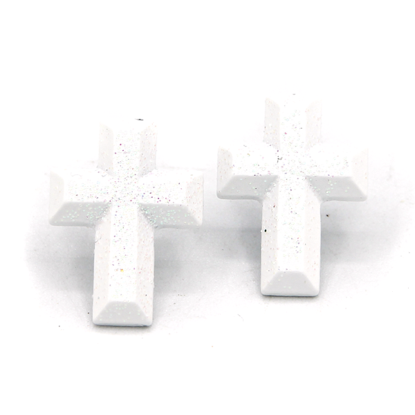 Glitter Accent Cross Light Pink Earrings – Trendy, Sparkling, Gift-R