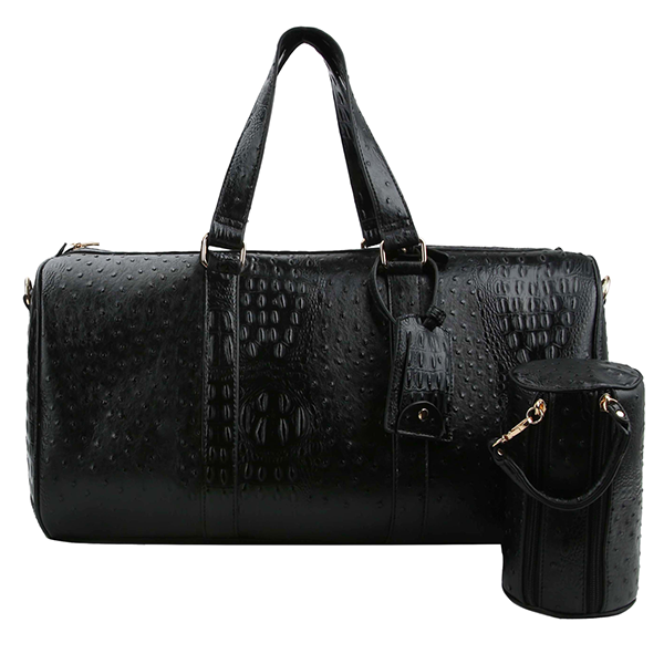 Toami Weekender Duffel Bag Ostrich Embossed Travel Gym Handbag Vegan L