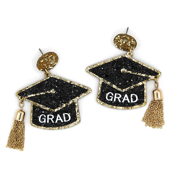 Glitter Graduation Cap Earrings Bachelor Cap Grad Class of 2026 Celebr
