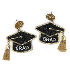 Glitter Graduation Cap Earrings Bachelor Cap Grad Class of 2026 Celebr