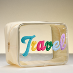 Transparent PVC Beach Makeup Bag Lettering Cosmetic Pouch Travel Organ