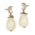 Luxury Gold Frame Gem Resin Teardrop Earrings Dangle Faceted Stone Acc