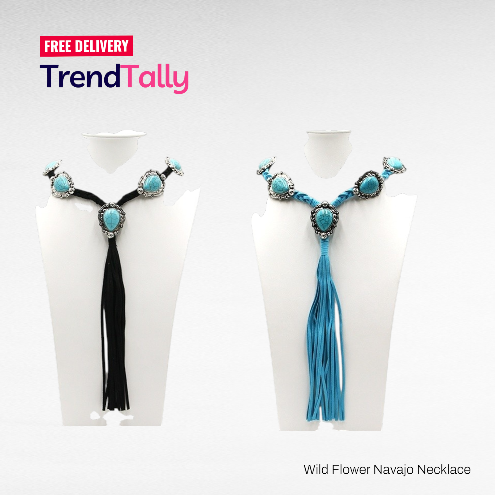 Western Navajo Style Wildflower Concho Necklace Turquoise Black Bead B