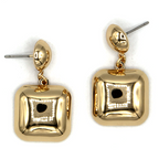 Modern Bubble Square Drop Earrings Gold Silver Two-Tone Geometric Stat