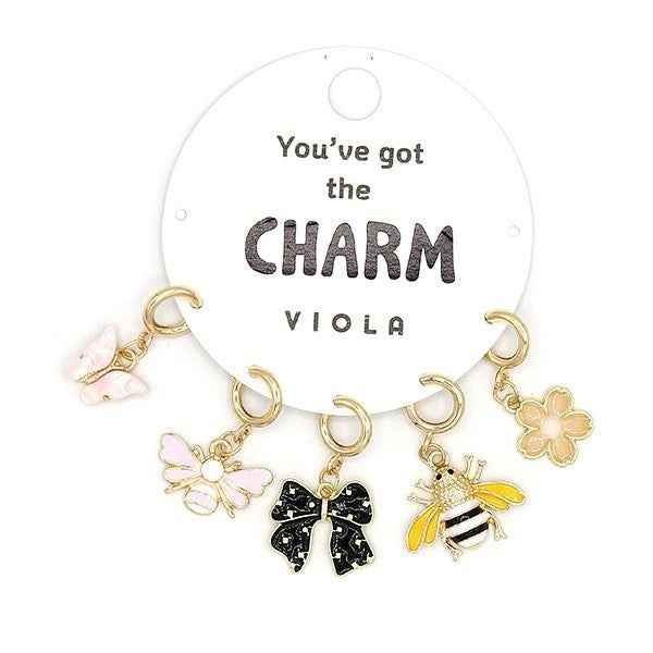 Viola Love Lips Clip-On Charm Set 3-5pc Jewelry Necklace Bracelet Bag