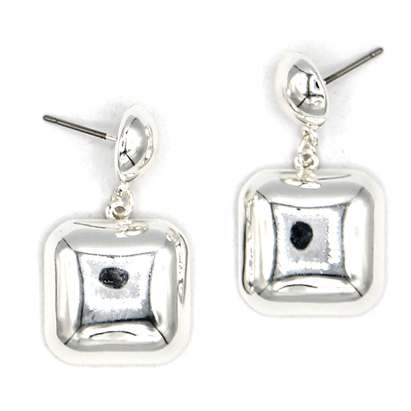 Modern Bubble Square Drop Earrings Gold Silver Two-Tone Geometric Stat