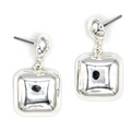 Modern Bubble Square Drop Earrings Gold Silver Two-Tone Geometric Stat