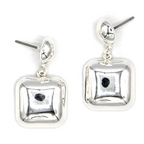 Modern Bubble Square Drop Earrings Gold Silver Two-Tone Geometric Stat