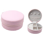 Solid Color Mint Jewelry Organizer Box – Zipper Closure Circle Trave