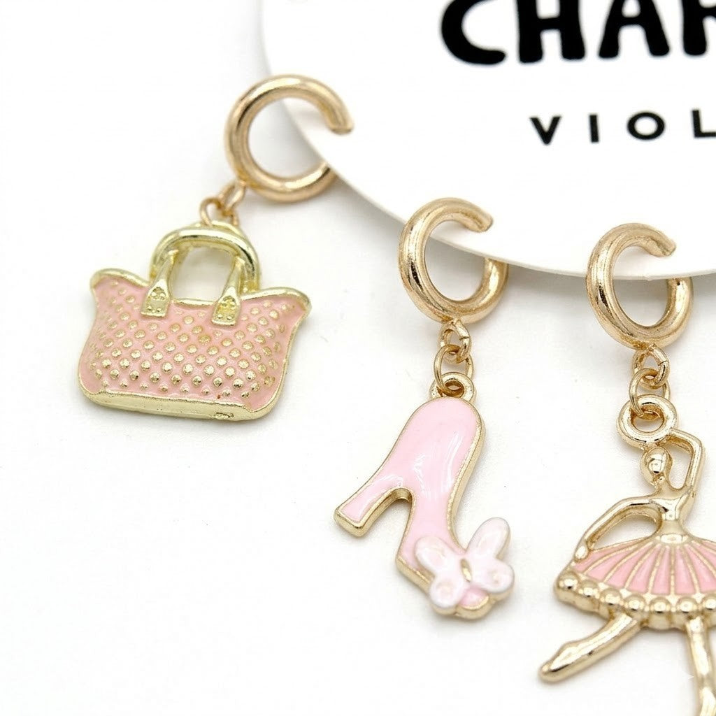 Viola Love Lips Clip-On Charm Set 3-5pc Jewelry Necklace Bracelet Bag