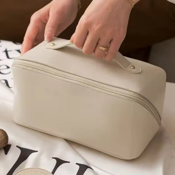 Faux Leather Cosmetic Bag Travel Makeup Organizer Zipper Pouch Waterpr