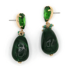 Luxury Gold Frame Gem Resin Teardrop Earrings Dangle Faceted Stone Acc