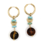 Hoop Marble Accent Resin Charm Dangle Beige Earrings Boho Geometric Dr