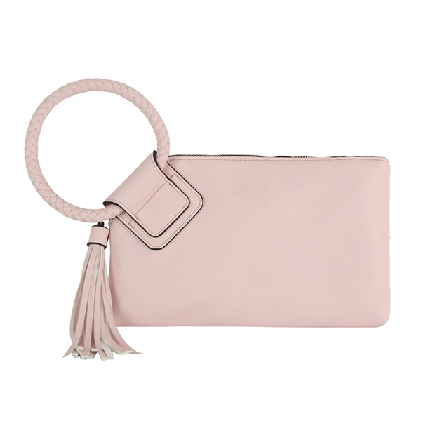Western Braided Ring Handle Wristlet Bag Vegan Leather Clutch Purse Bo