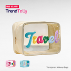 Transparent PVC Beach Makeup Bag Lettering Cosmetic Pouch Travel Organ
