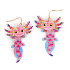 Glitter Resin Axolotl Earrings Cute Animal Dangle Earrings Kawaii Jewe