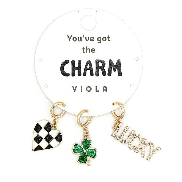 Viola Love Lips Clip-On Charm Set 3-5pc Jewelry Necklace Bracelet Bag