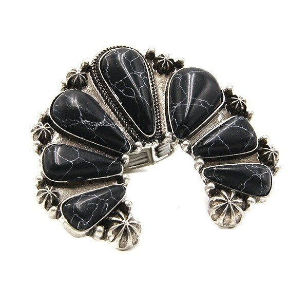 Treasure Navajo Arc Stone Stretch Ring Boho Southwestern Statement Jew
