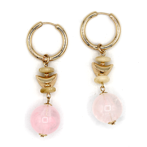 Hoop Earrings Marble Accent Resin Charm Dangle Lightweight Fashion Jewelry
