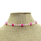 Frenzy Floral Clear Bead Choker Necklace Transparent Beaded Fashion Je