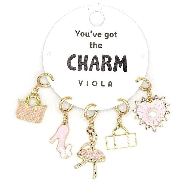 Viola Love Lips Clip-On Charm Set 3-5pc Jewelry Necklace Bracelet Bag
