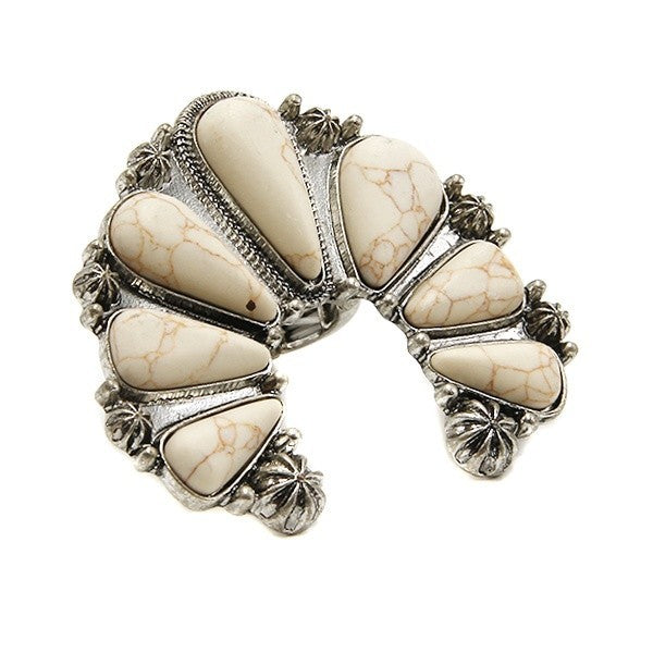 Treasure Navajo Arc Stone Stretch Ring Boho Southwestern Statement Jew