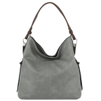 2-Way Hobo Shoulder Bag Dark Gray Black Faux Leather Stylish Everyday