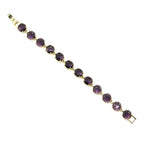 CNC Square Back Gemstone Link Bracelet Purple Stones Silver Tone Fashi