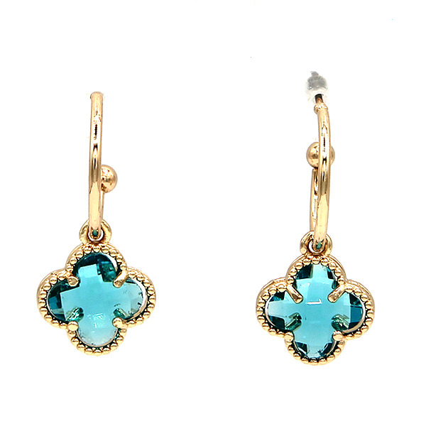 Hoop Clover Stone Earrings Lucky Four-Leaf Dainty Gold Silver Jewelry