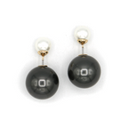 Double Sided CCB Ball Earrings Cream Stud Lightweight Trendy Fashion J