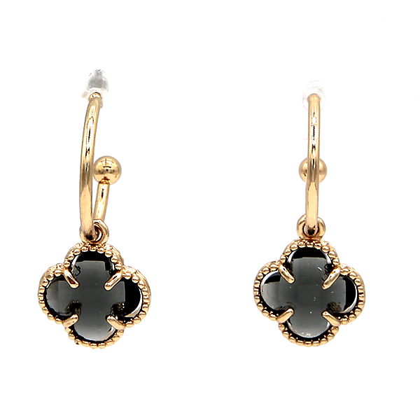 Hoop Clover Stone Earrings Lucky Four-Leaf Dainty Gold Silver Jewelry