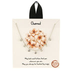 Rhodium Dipped Rhinestone Charm Necklace Silver Tone Tarnish Resistant