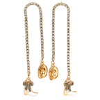 Gold Rhinestone Arch Cup Chain Earrings Western Cowgirl Statement Dangles drop "3.25" L x ."6" W
